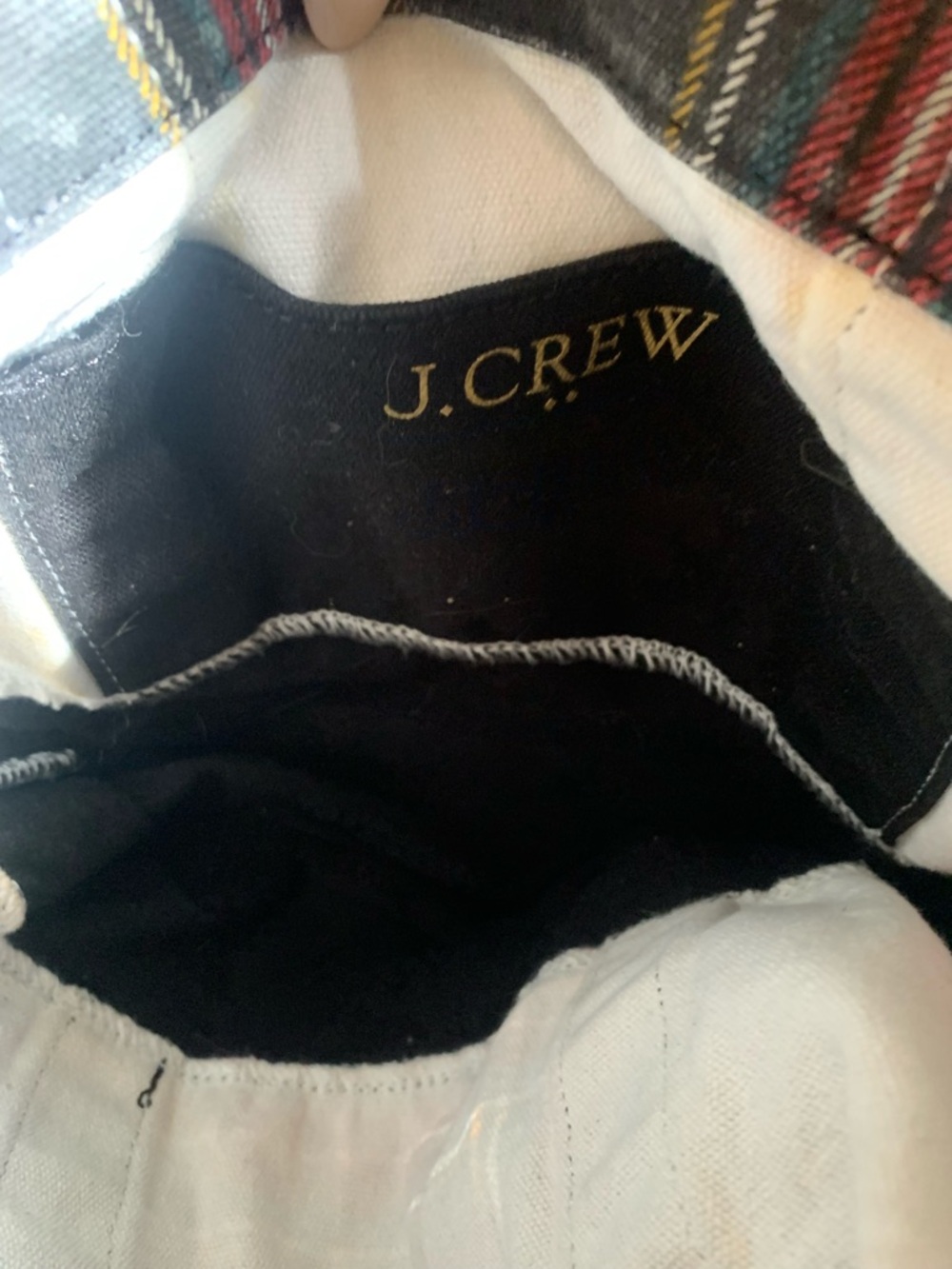 J.Crew Mini Canvas Tote Purse  Women's  Plaid Black Red Snap  Double Handles - Picture 6 of 6